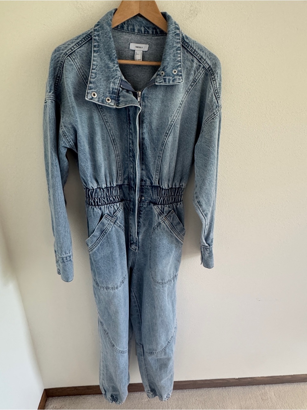 Forever 21 Light Blue Denim Jumpsuit